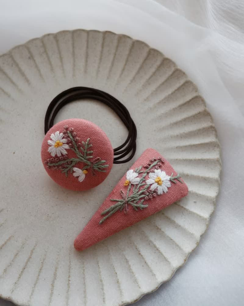 植物小物手刺繡髮圈/髮束