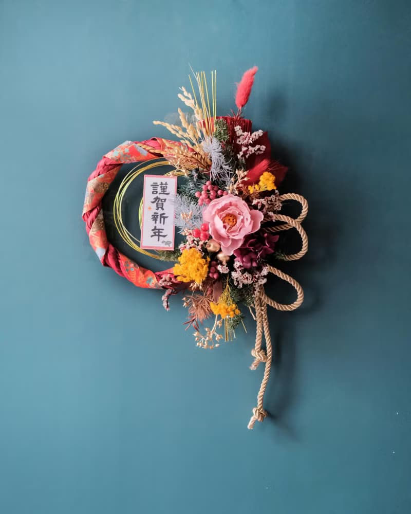 日式祈福注連繩禮盒附3M掛鉤包裝/宮廷牡丹款/開幕/喬遷/新年禮盒