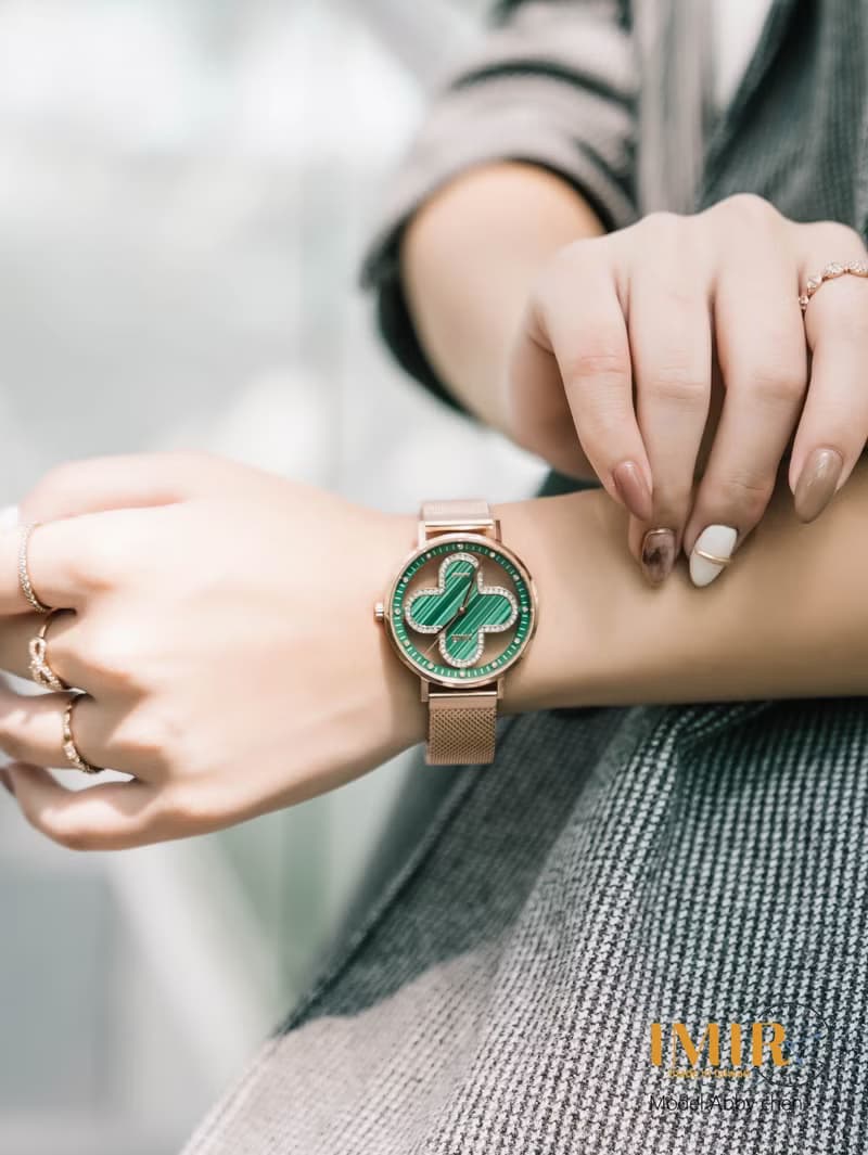 IMIR 璀璨 | 綠孔雀石 玫瑰金殼 皮帶(36mm)