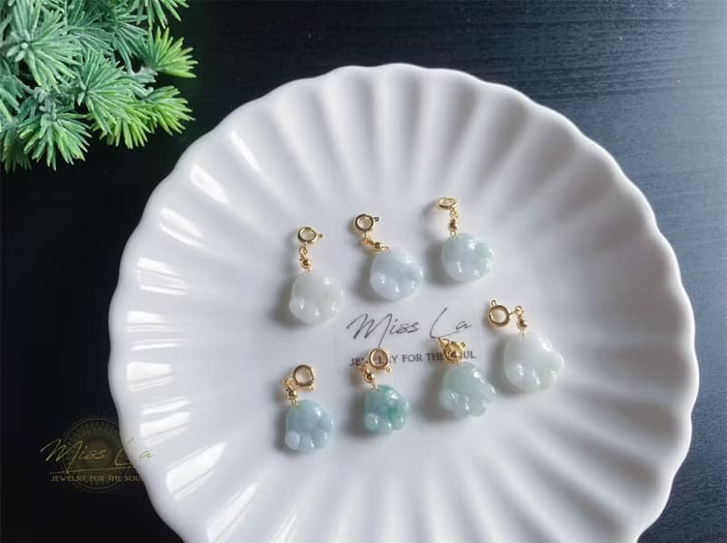 天然緬甸玉 翡翠 貓掌  隨意扣 滴溜 項鍊手鍊 配飾 禮物