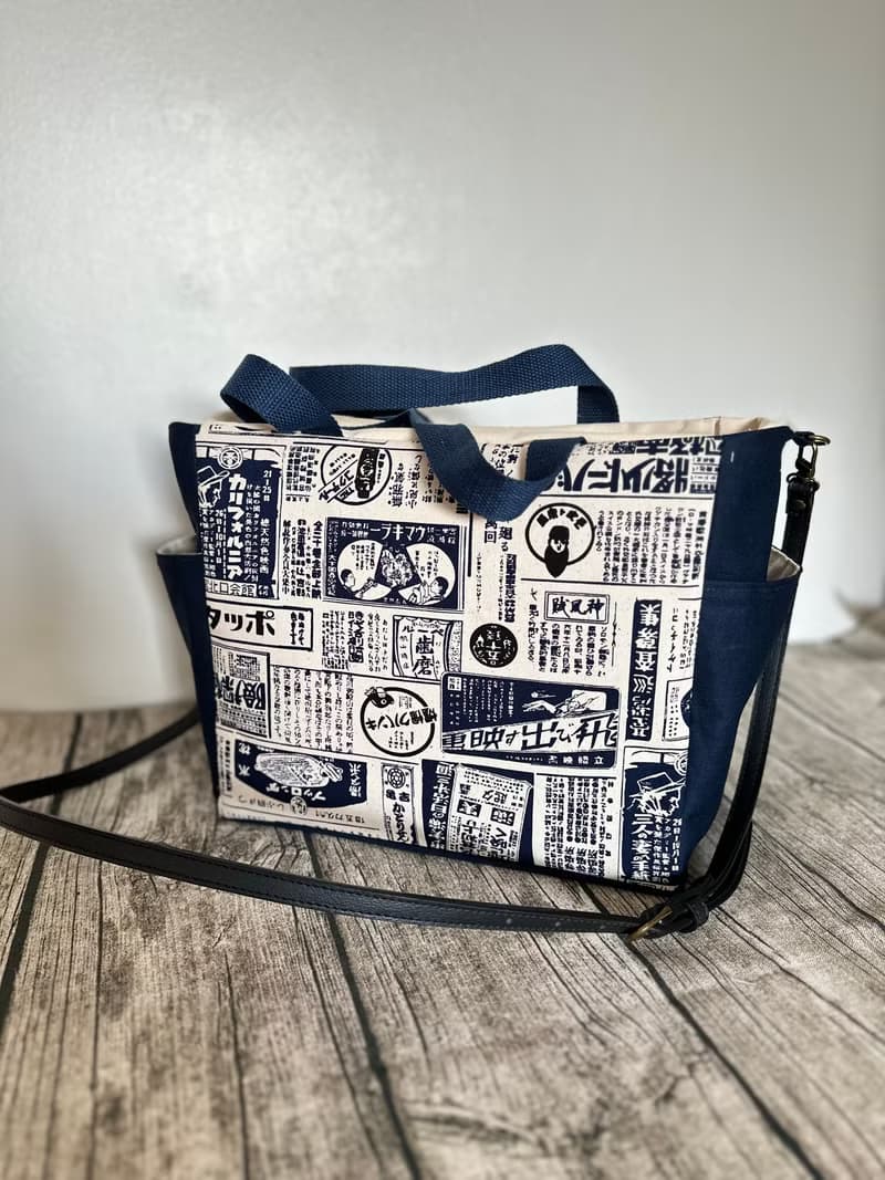 原創手工縫製托特側肩包帆布包 日本和風懷舊海報圖案