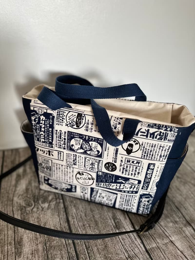 原創手工縫製托特側肩包帆布包 日本和風懷舊海報圖案