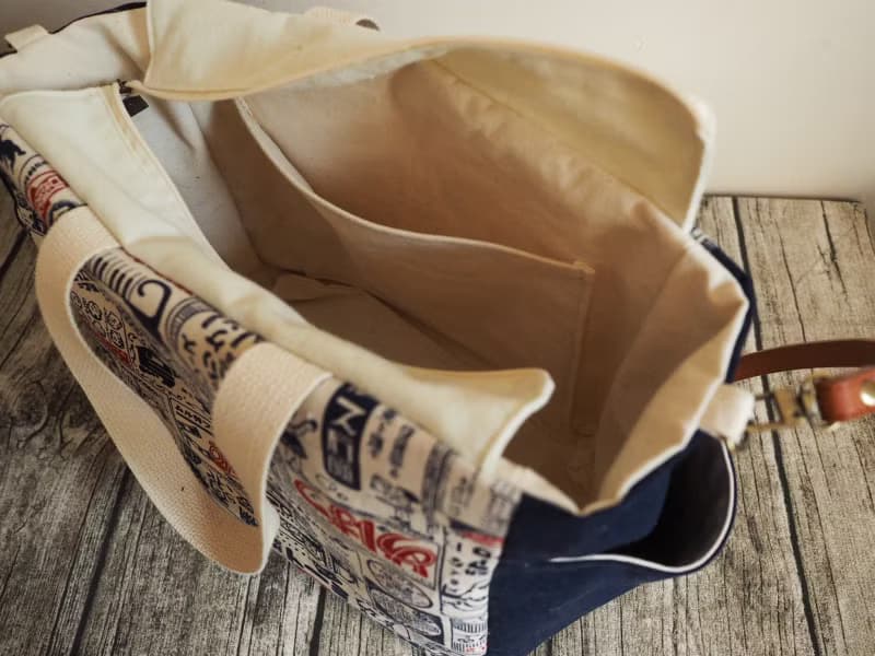 原創手工縫製托特側肩包帆布包 日本和風懷舊海報圖案