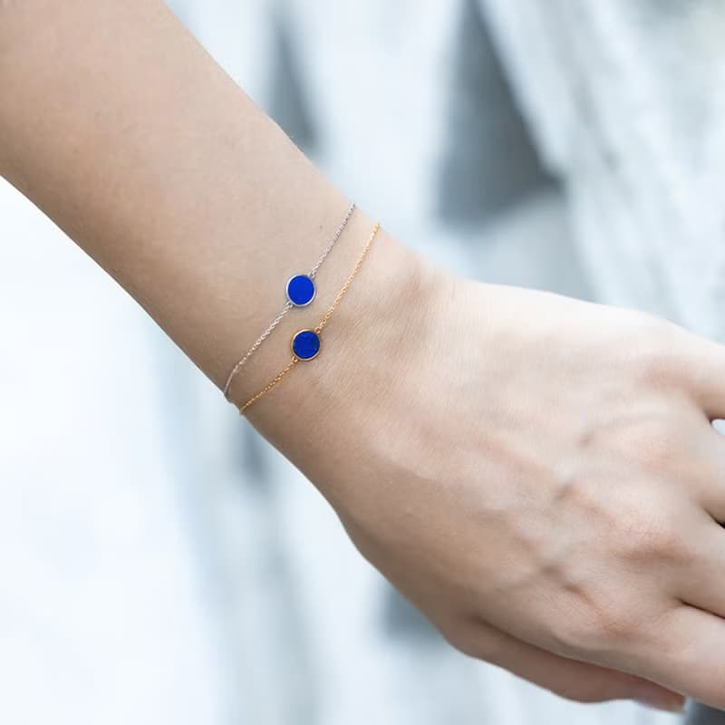 ROCA MINI ROUND LAPIS LAZULI BRACELET_WHITE