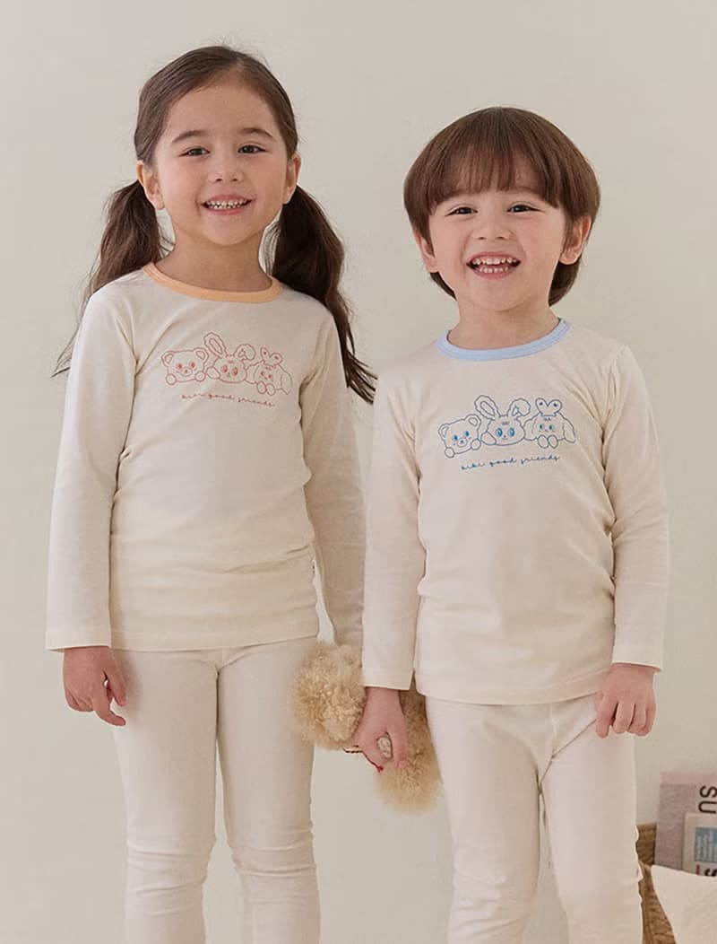 三個好朋友藍-植纖衣長袖韓國童裝-K63009