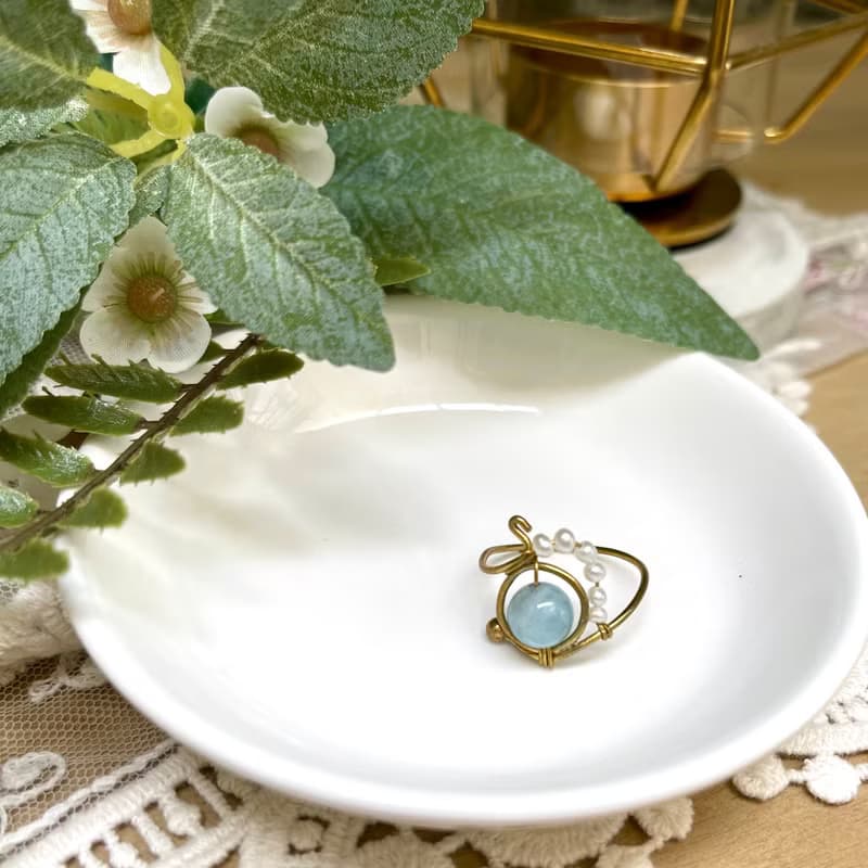 老林雜貨 | 海藍寶珍珠戒指