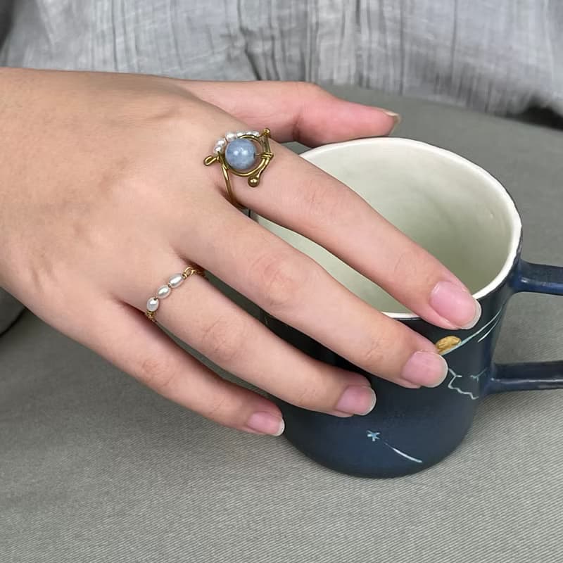 老林雜貨 | 海藍寶珍珠戒指