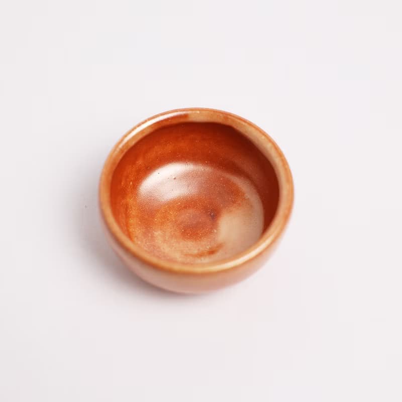 明芽窯 l 柴燒志野金彩小茶杯 橘紅 杯子 陶杯 陶器 陶藝品 T