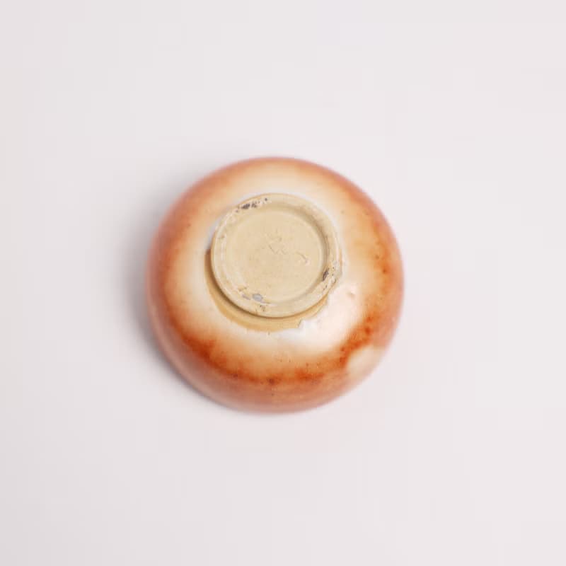 明芽窯 l 柴燒志野金彩小茶杯 橘紅 杯子 陶杯 陶器 陶藝品 T