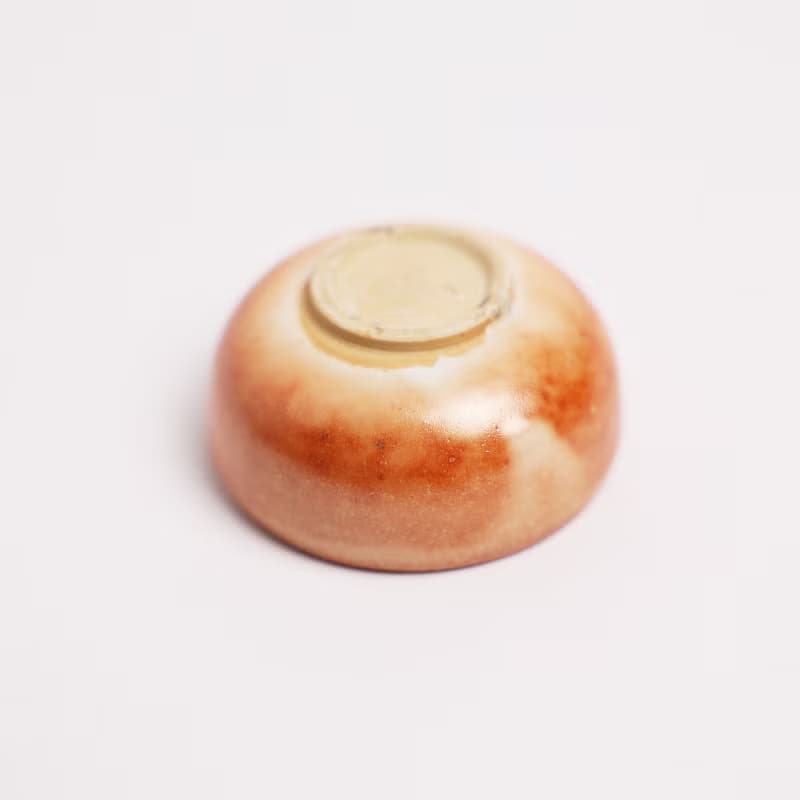 明芽窯 l 柴燒志野金彩小茶杯 橘紅 杯子 陶杯 陶器 陶藝品 T