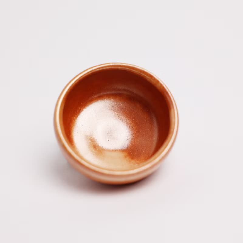 明芽窯 l 柴燒志野金彩小茶杯 橘紅 杯子 陶杯 陶器 陶藝品 T