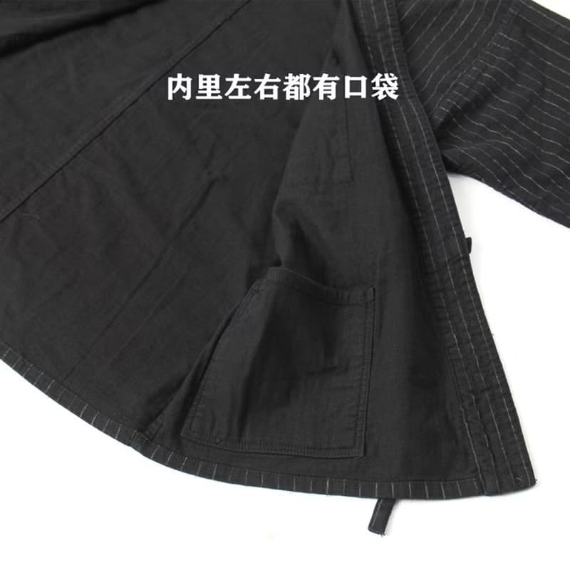 JANWONG 條紋復古開衫道袍KIMONO日式和服外套