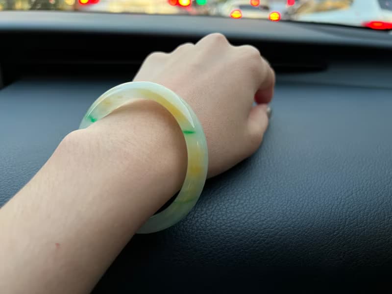 黃加綠 | 高冰種三彩鐲 #17.2