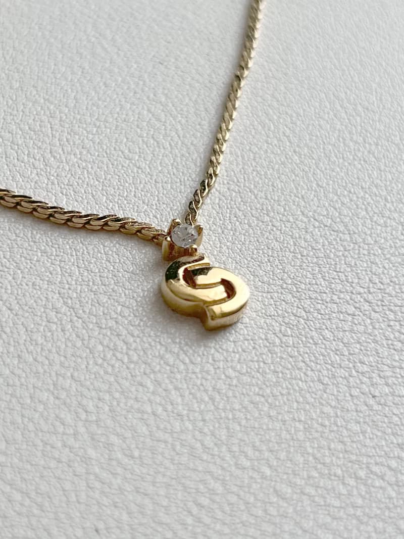 Dior稀有金色水鑽CD吊墜頸鏈項鏈 情人節禮物 中古美品 首飾盒