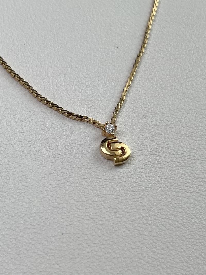 Dior稀有金色水鑽CD吊墜頸鏈項鏈 情人節禮物 中古美品 首飾盒