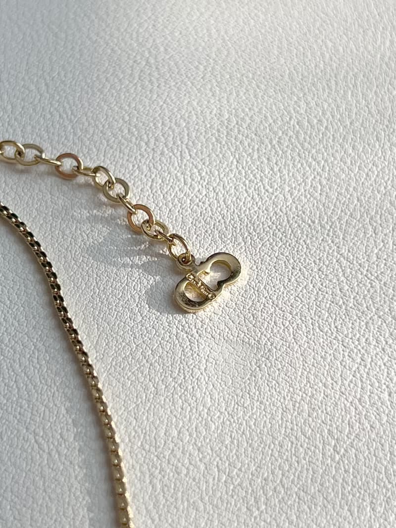 Dior稀有金色水鑽CD吊墜頸鏈項鏈 情人節禮物 中古美品 首飾盒