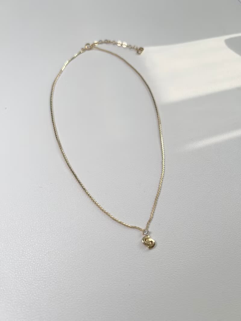 Dior稀有金色水鑽CD吊墜頸鏈項鏈 情人節禮物 中古美品 首飾盒