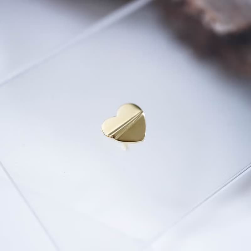 轉珠 14K 黃K金 摺紙愛心耳環 玫瑰金 鎖珠耳環 純K金耳環