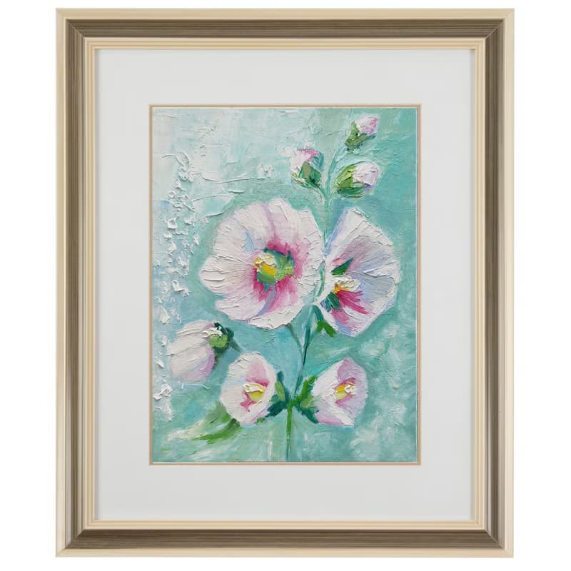Mallow Bouquet Original Painting Flower Art Floral Gift Idea 手工油畫, 油畫原作