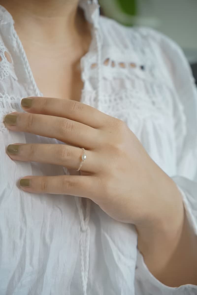 ARAE 橢圓珍珠鍊戒 SV925/14KGF