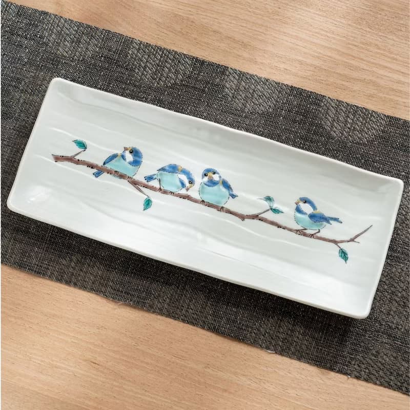 山雀長盤 (28cm) /九谷青郊窯