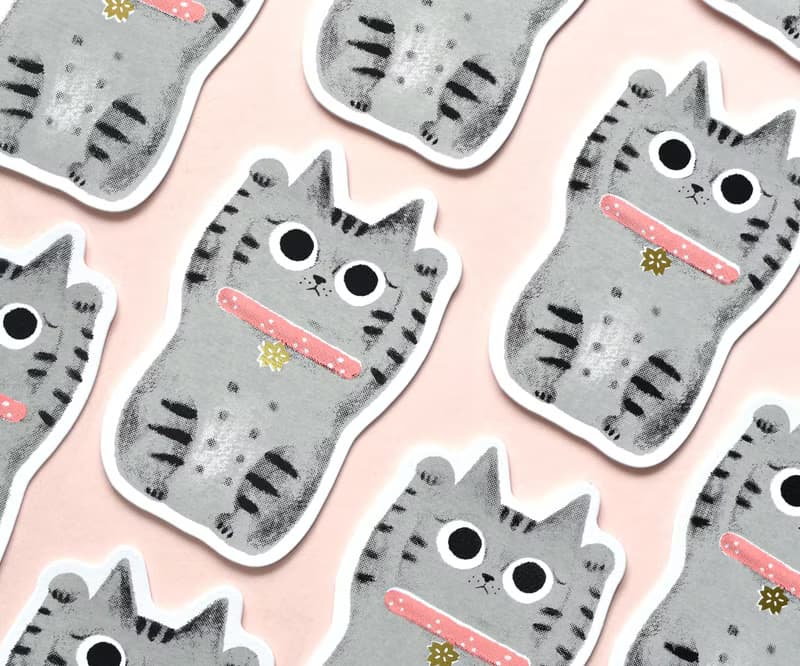 屁屁招財貓 手工絹印卡片