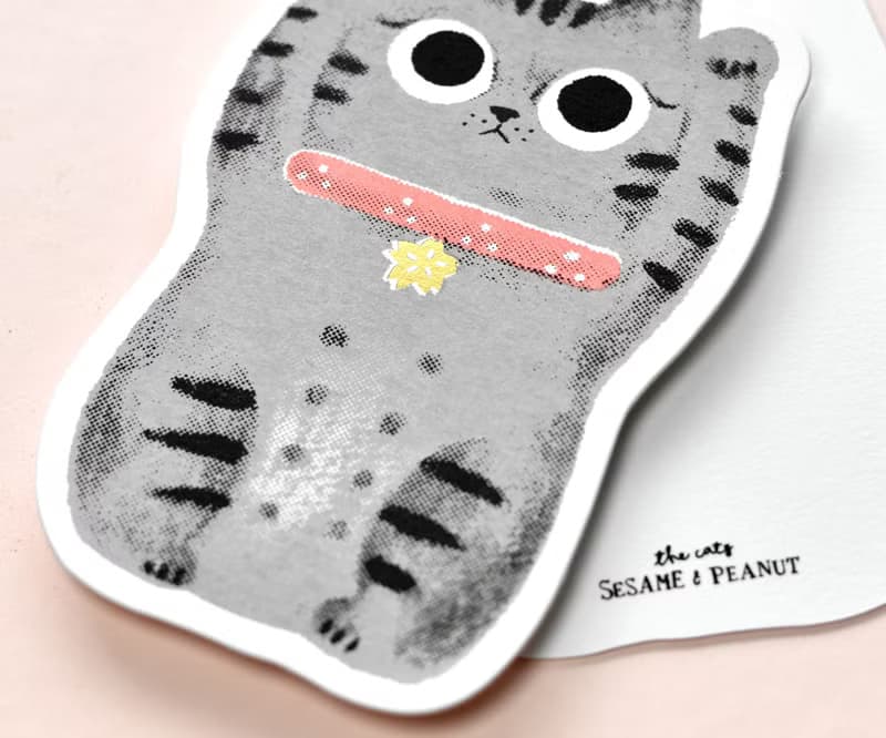 屁屁招財貓 手工絹印卡片