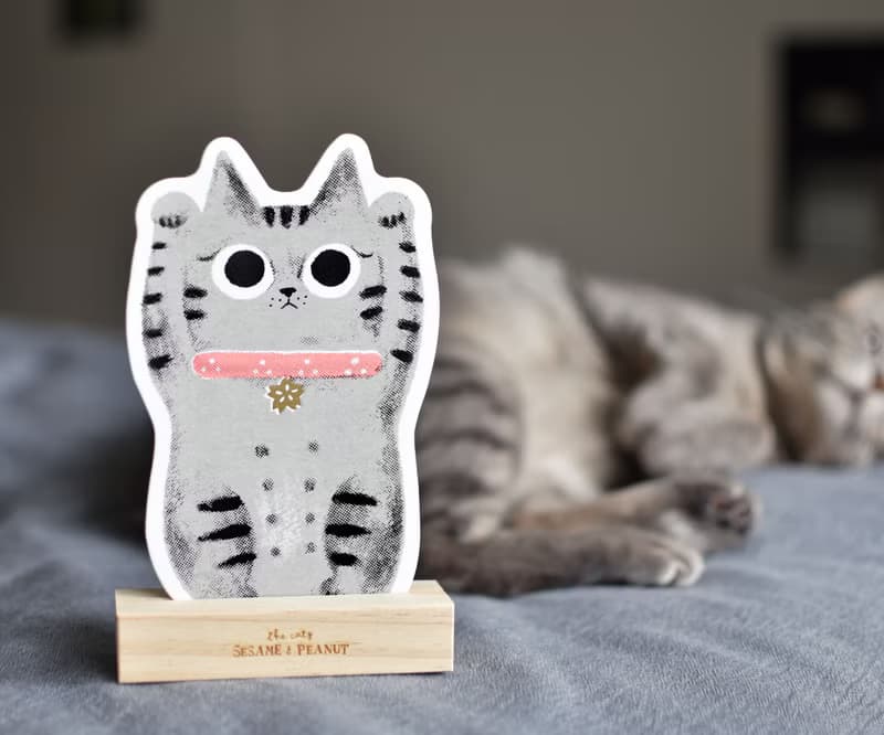 屁屁招財貓 手工絹印卡片