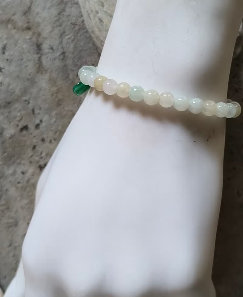 Ore jewelry設計 天然緬甸翡翠 冰種多色串珠 18k金扣心型全綠吊