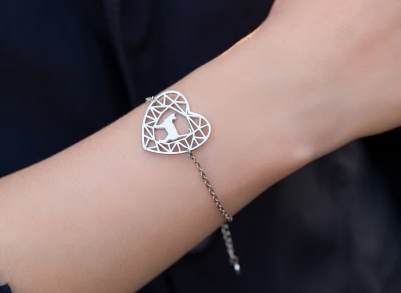 貓咪一號手鍊-抗敏醫療鋼 寶石與動物系列