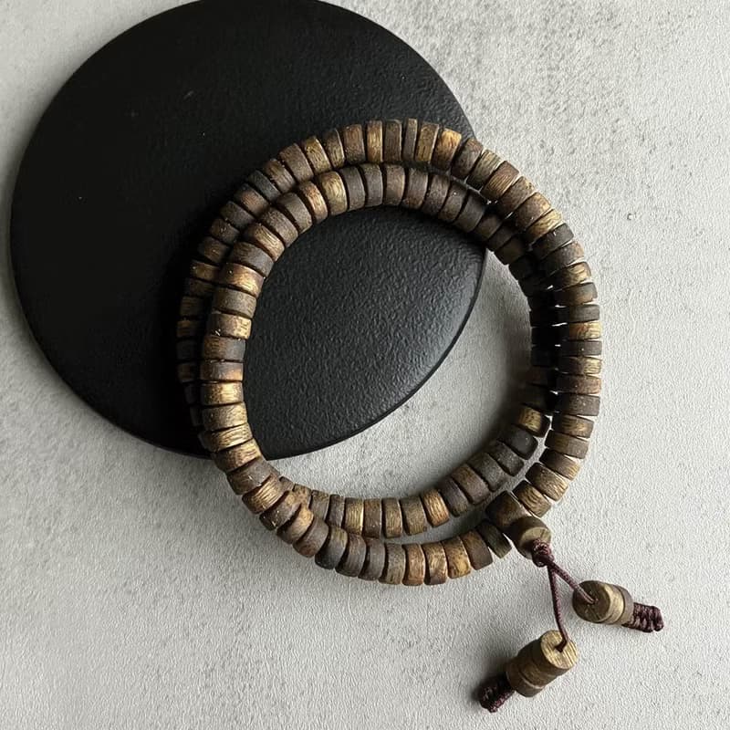 【直切厚片款】天然大王棋楠沉香雙圈手串6mm