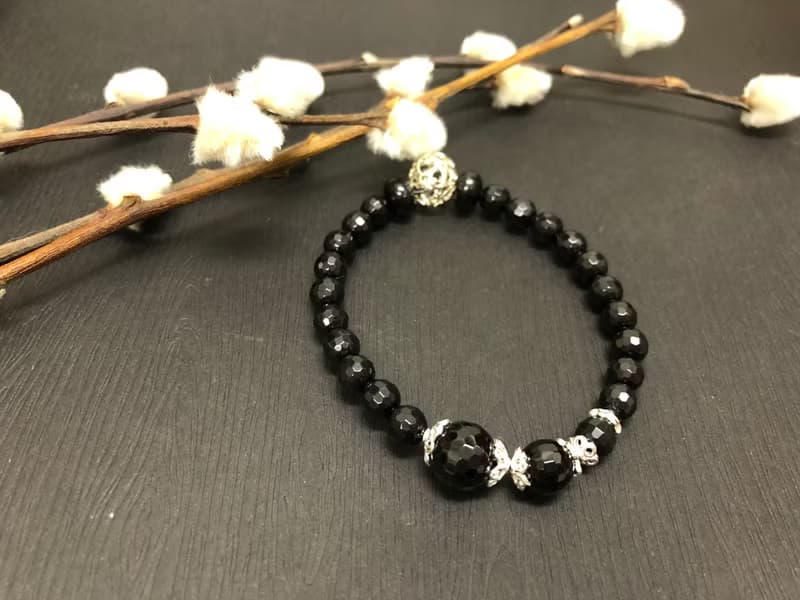 快速出貨925銀手鍊 天然黑碧璽手鍊 多角切面珠