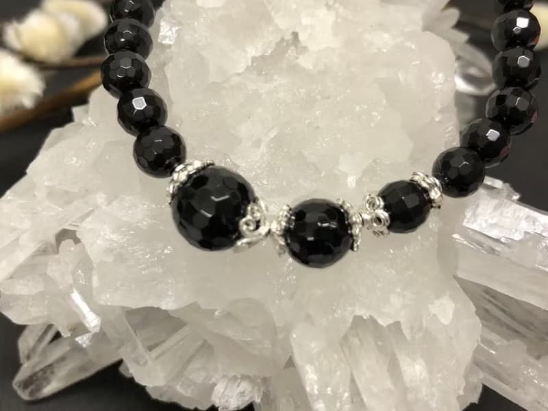 快速出貨925銀手鍊 天然黑碧璽手鍊 多角切面珠