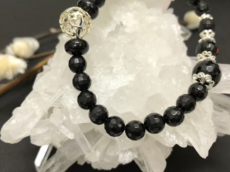 快速出貨925銀手鍊 天然黑碧璽手鍊 多角切面珠