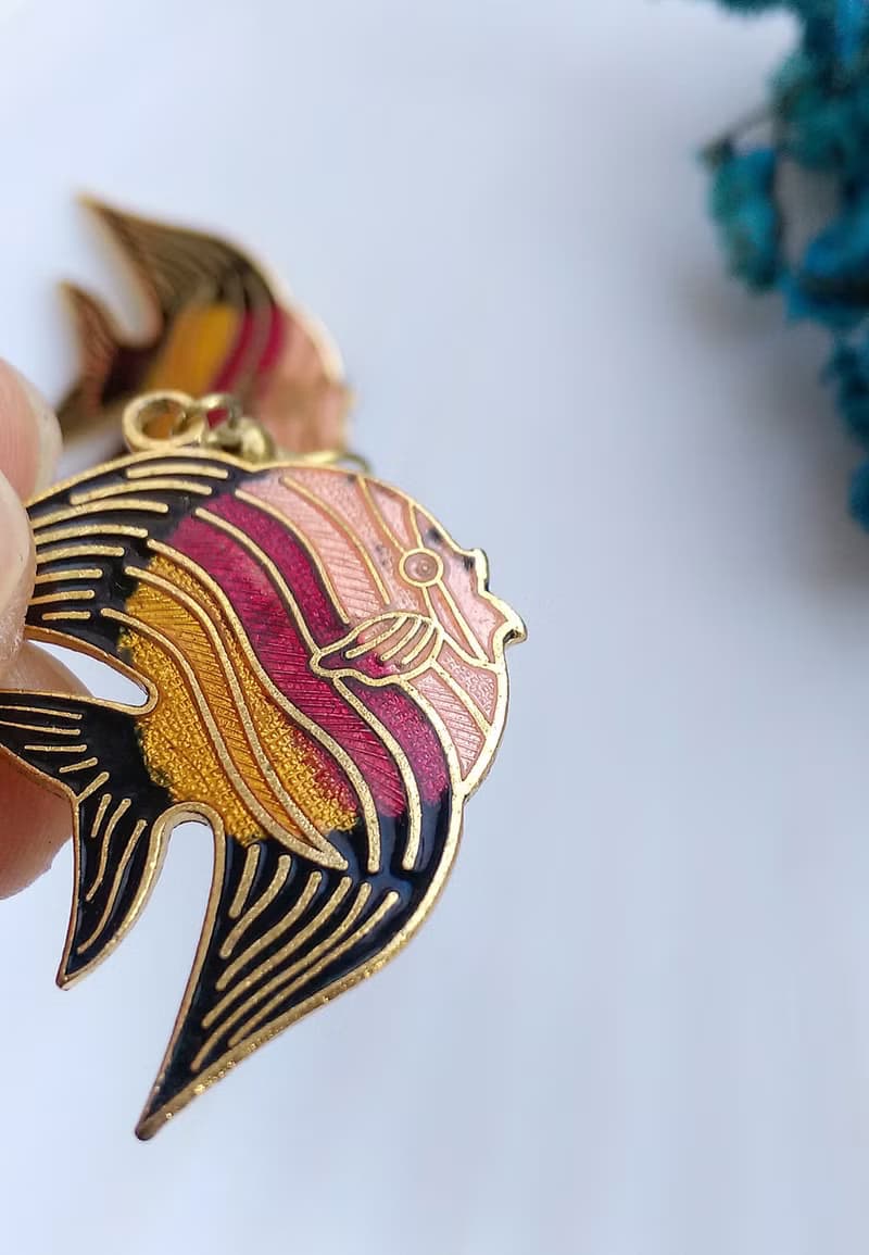 Vintage Jewelry 西洋古董飾品 熱帶魚款 景泰藍 耳勾 針式耳環