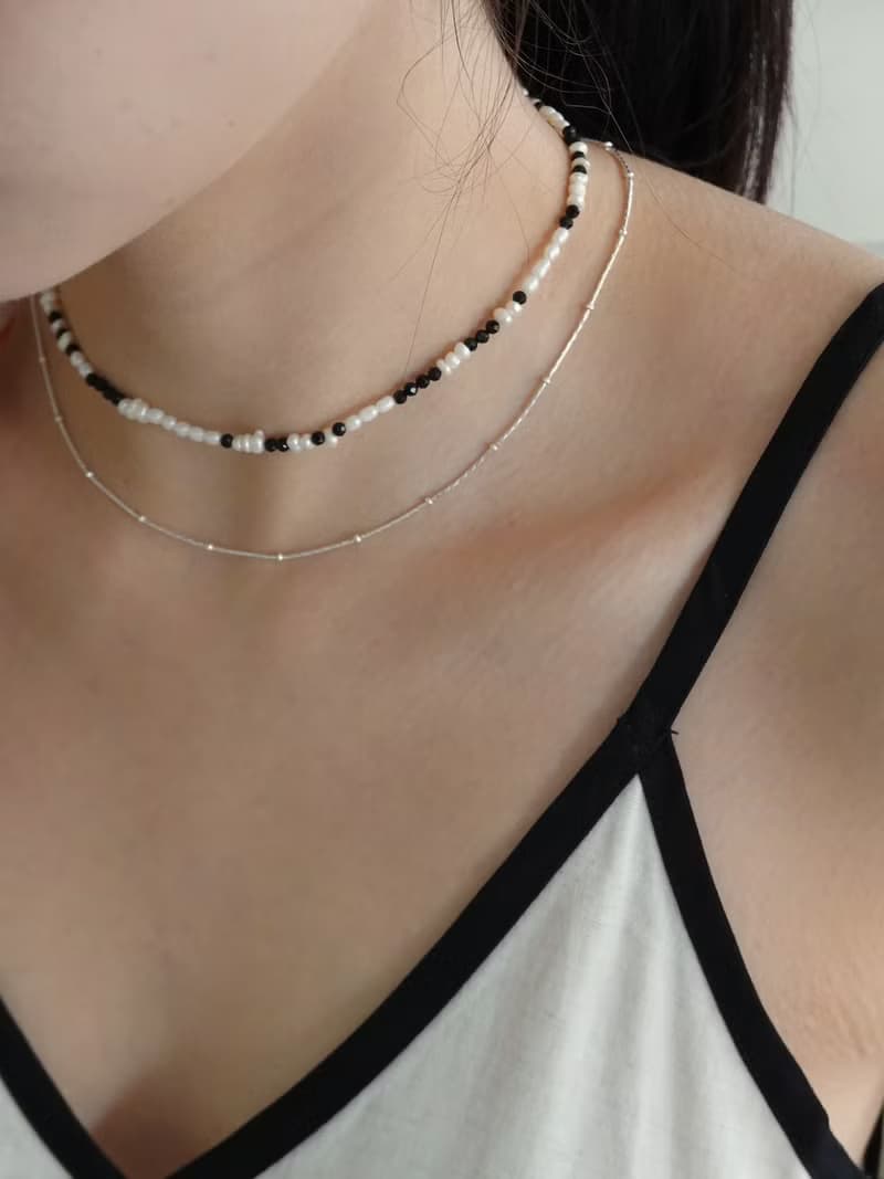 Zhu.handcrafted__Tranquil__純銀/黑尖晶/淡水珍珠