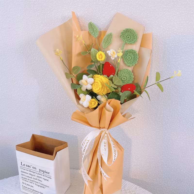 手作鉤織草莓花束