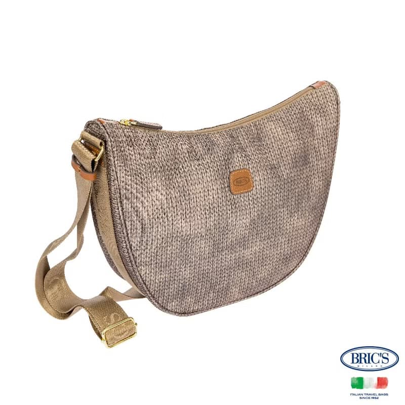 【BRIC' S】X-Bag 半月側背包-混羊毛堅果色