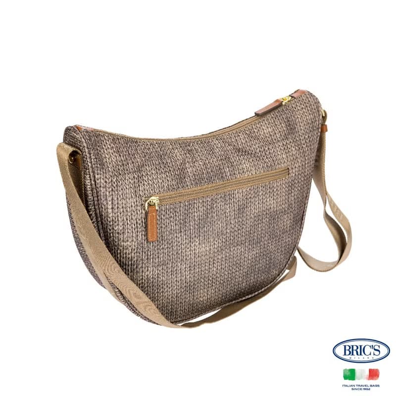 【BRIC' S】X-Bag 半月側背包-混羊毛堅果色