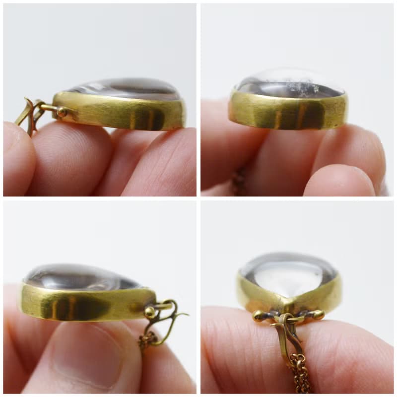 白水晶‧縷空葉子‧黃銅墜‧黃銅鍊項鍊