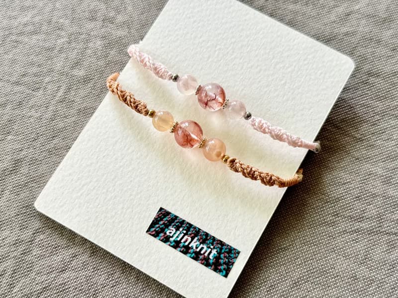 紅膠花 編繩 手鍊