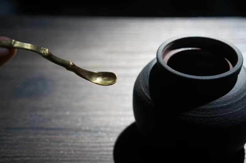 手工黃銅竹節水盂勺 文房四寶 粉末勺 攪拌勺 水丞匙