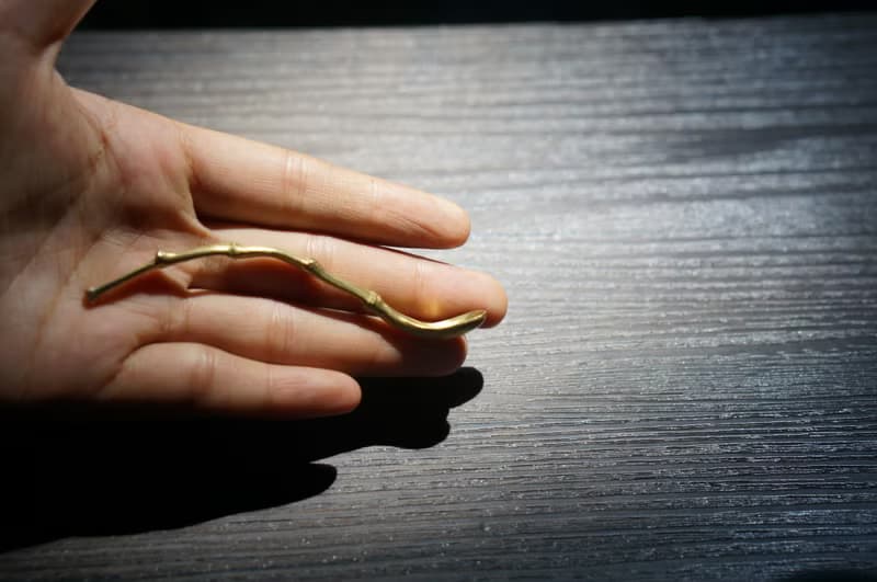 手工黃銅竹節水盂勺 文房四寶 粉末勺 攪拌勺 水丞匙