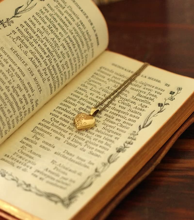 古董375 9K金愛心雕花項鍊LOCKET 純銀鍊身 N656