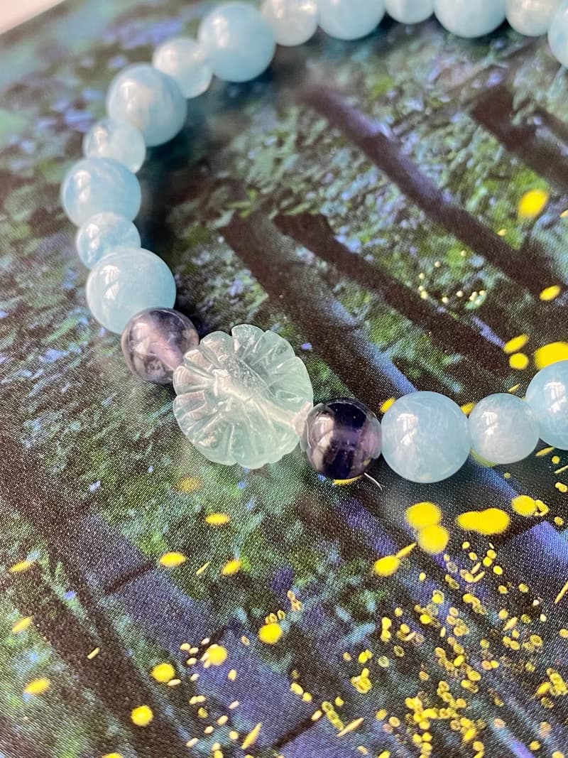 海藍寶堇青石螢石小花朵手鍊手串