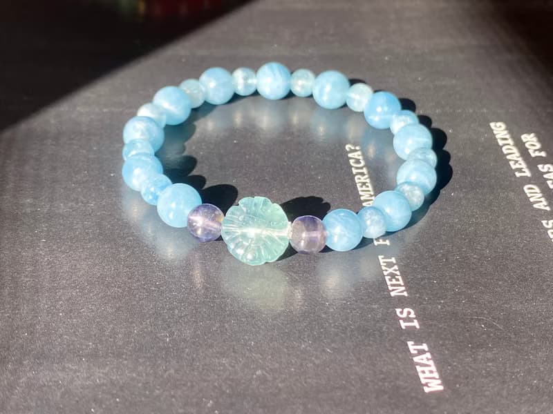 海藍寶堇青石螢石小花朵手鍊手串