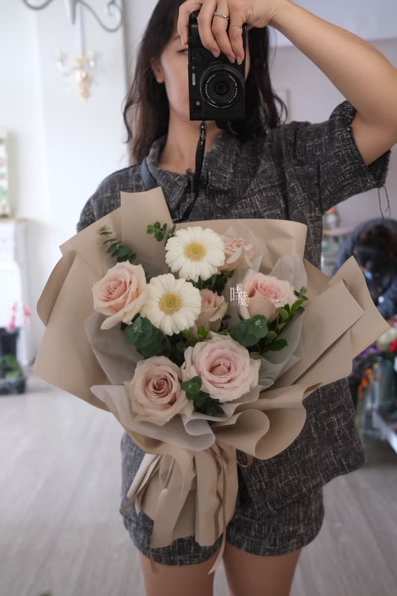 流沙玫瑰 白太陽 鮮花花束/限台中地區