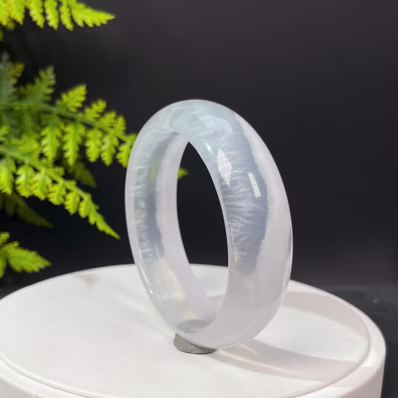 獨特玻璃體淺紫色螢石手鐲64MM 冰透聚寶盆水晶手環 增強親和力