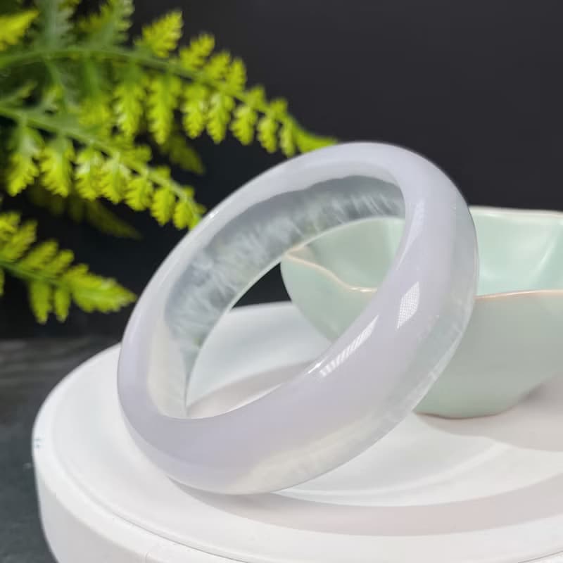 獨特玻璃體淺紫色螢石手鐲64MM 冰透聚寶盆水晶手環 增強親和力