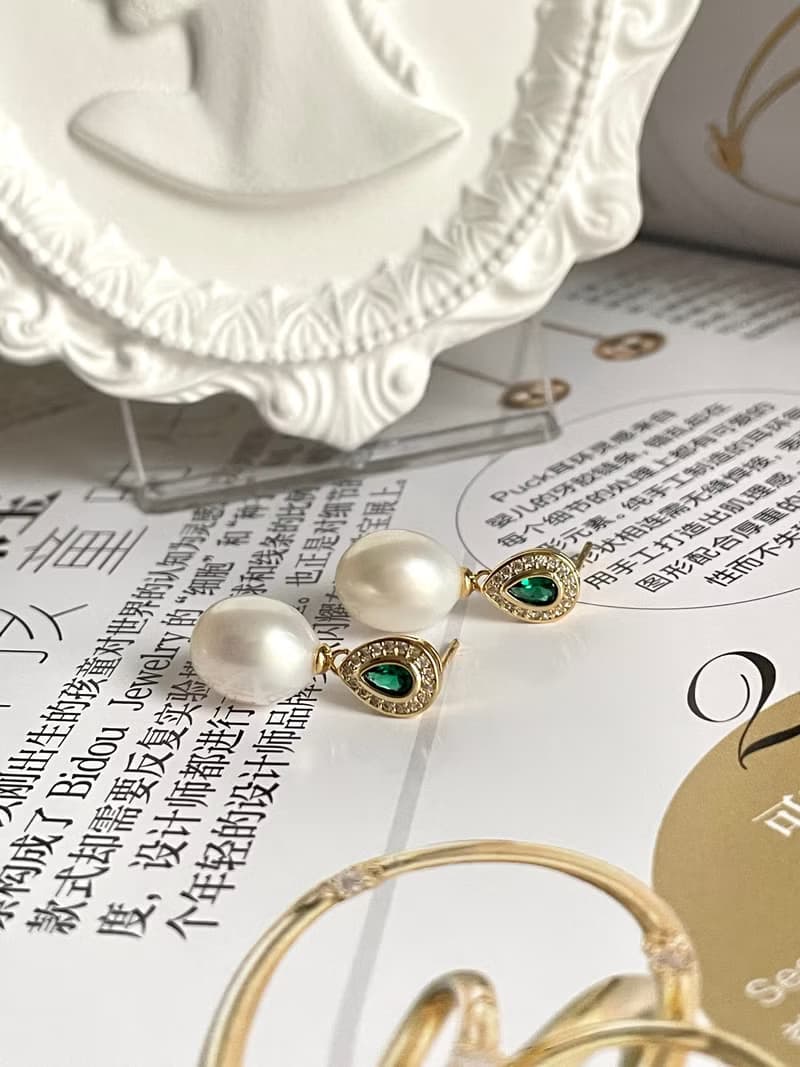 天然淡水珍珠 S925銀款 鋯石 鑲嵌 耳飾